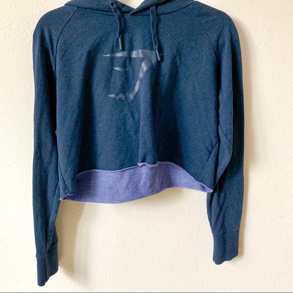 Gymshark Tops - GYMSHARK Cropped Hoodie Navy